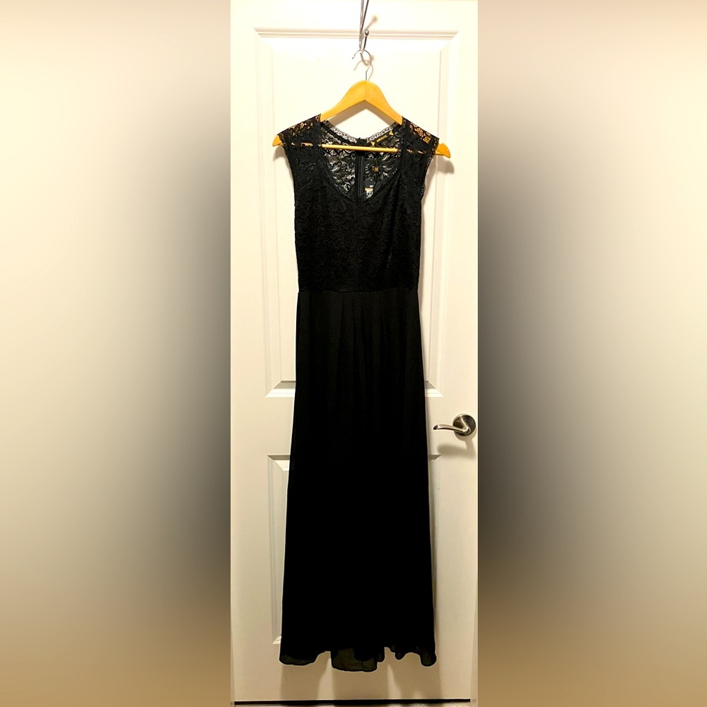 Black dress with lace.